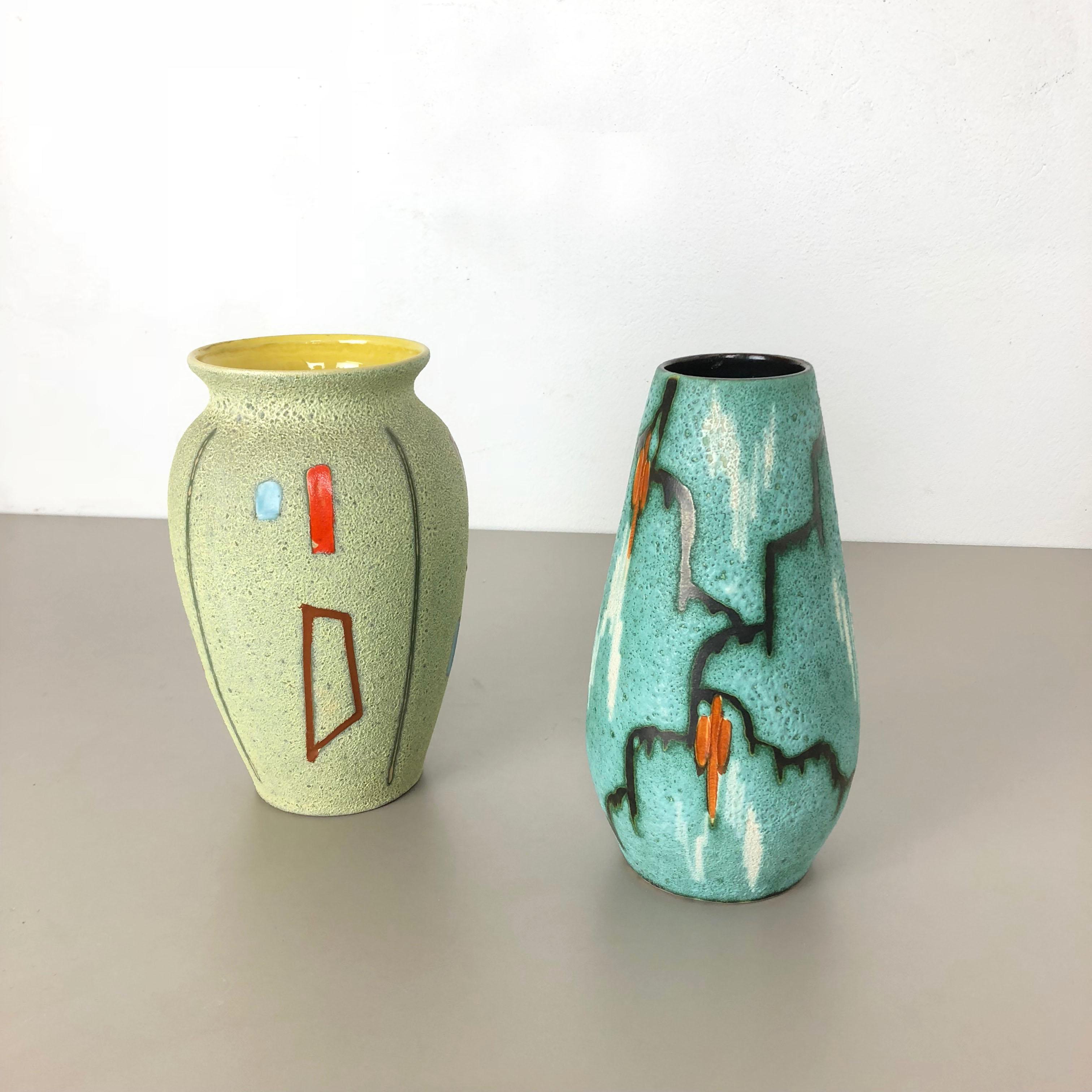Set of Two Vintage Pottery 'FOREIGN' Vases Made by Scheurich, Germany, 1960s 4