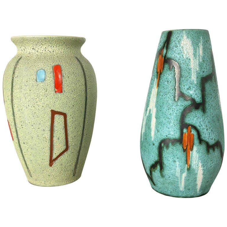 Set of Two Vintage Pottery 'FOREIGN' Vases Made by Scheurich, Germany