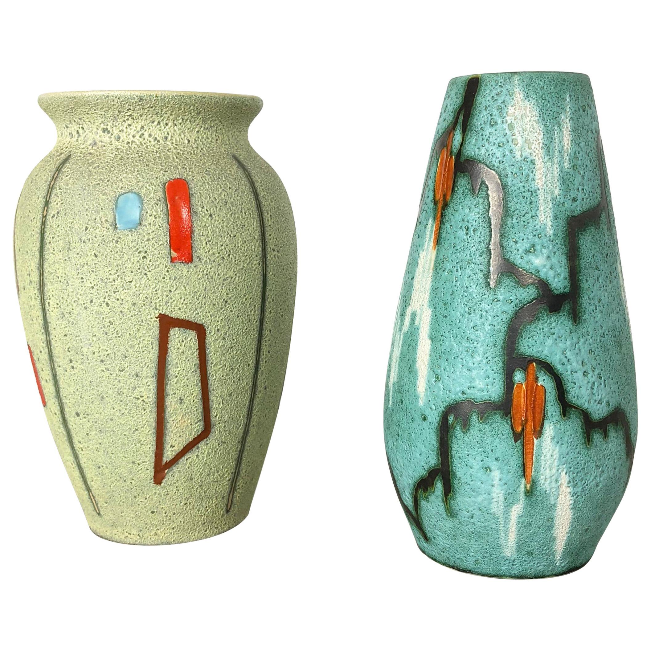 Set von zwei Vintage-Vasen „FOREIGN“ aus Keramik, hergestellt von Scheurich, Deutschland, 1960er Jahre im Angebot