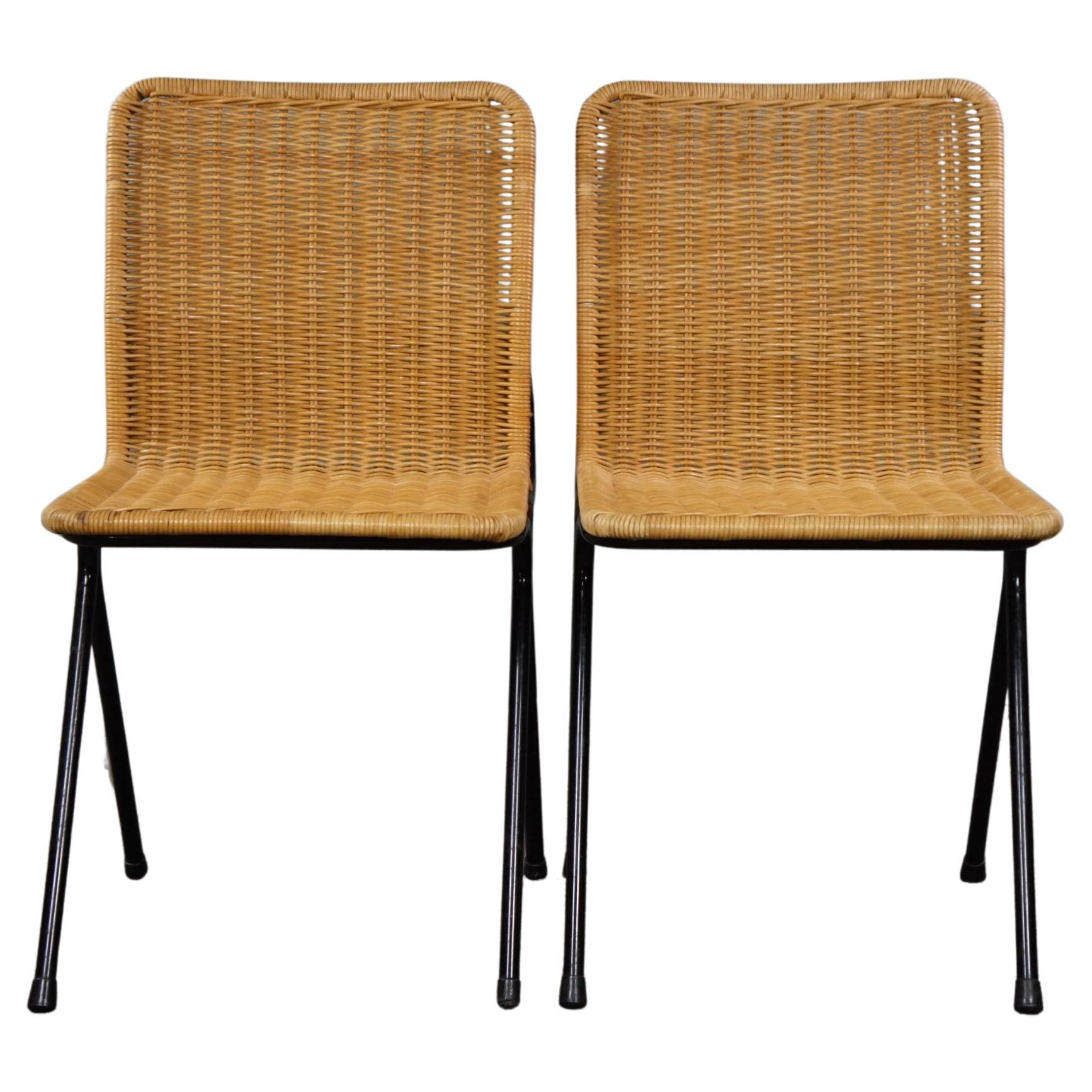 Set of two vintage rattan design chairs, Dirk van Sliedrecht, 1960s