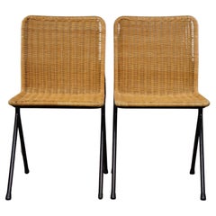 Ensemble de deux chaises vintage en rotin, Dirk van Sliedrecht, années 1960