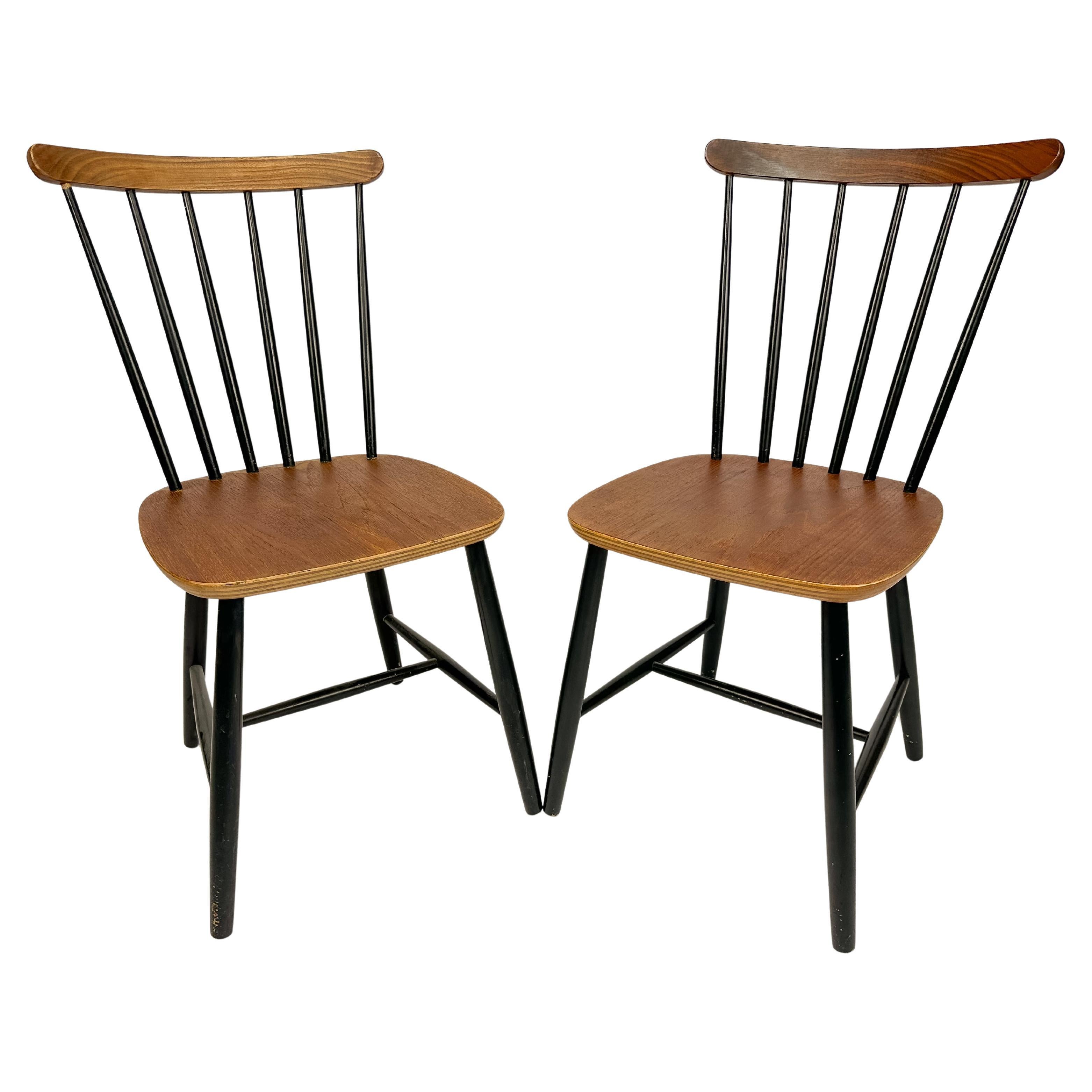 Set of Two Vintage Spindle Back Chairs in the style of Tapiovaara