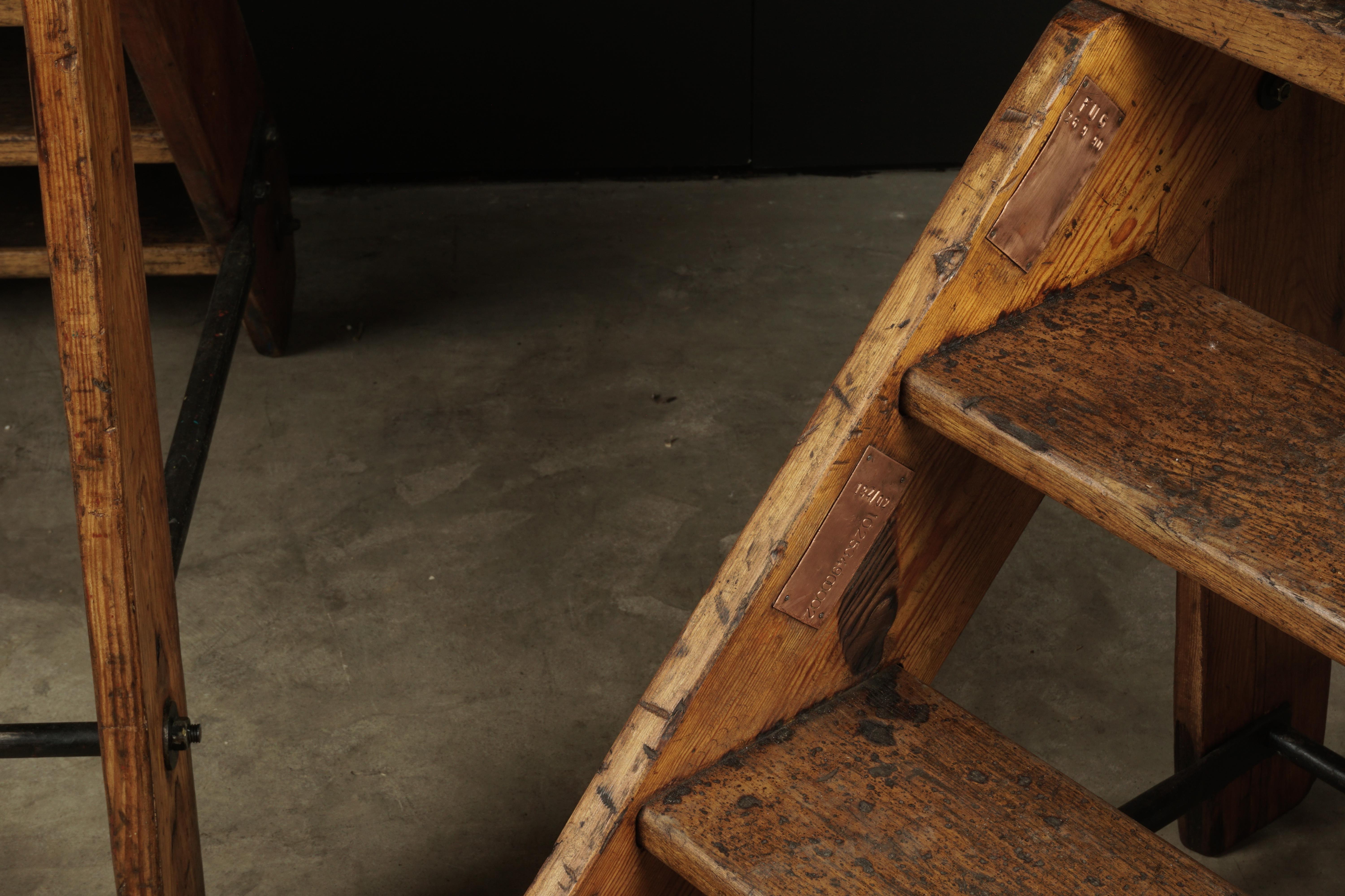 Mid-20th Century Set of Two Vintage Step Ladders from Belgium, circa 1940