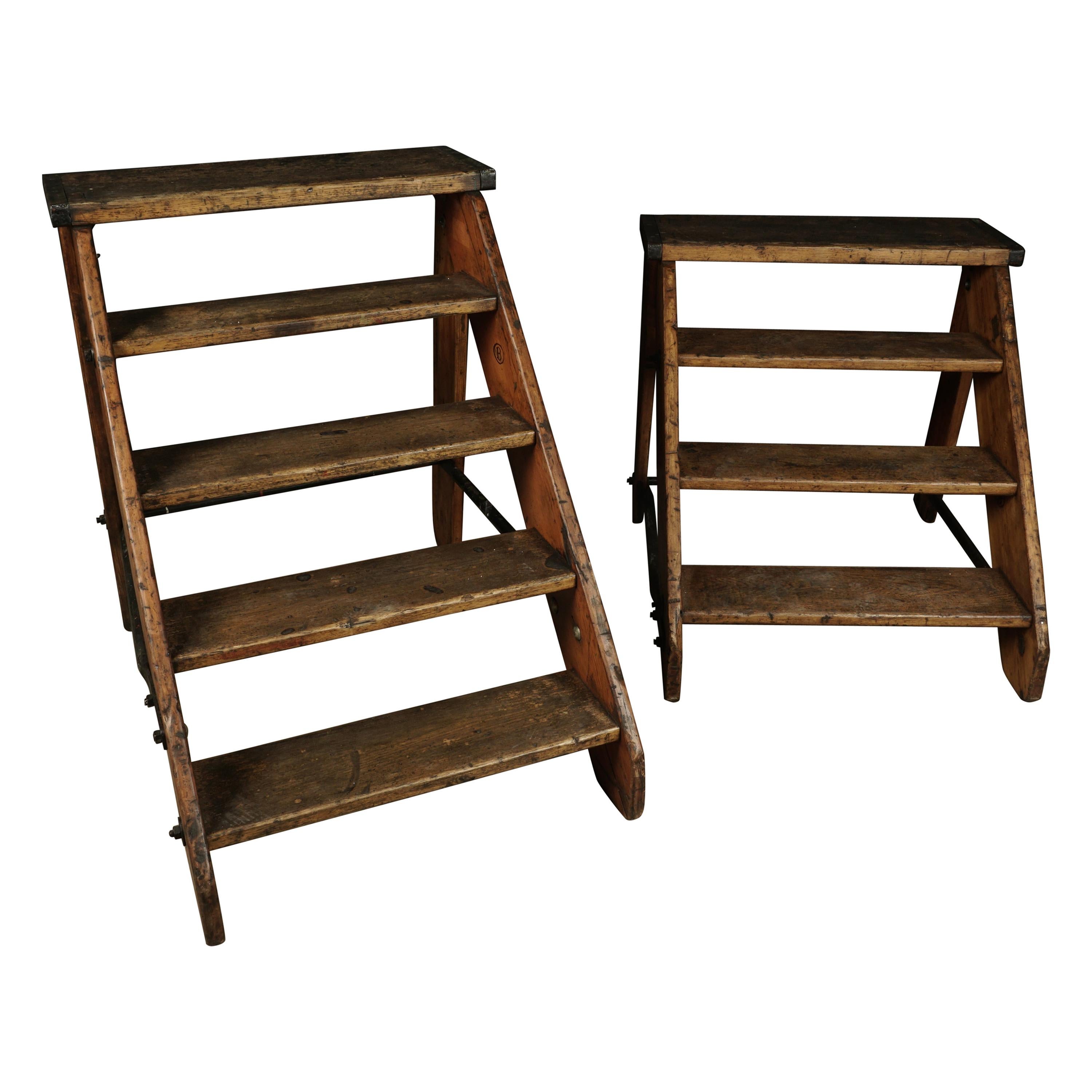 Set of Two Vintage Step Ladders from Belgium, circa 1940