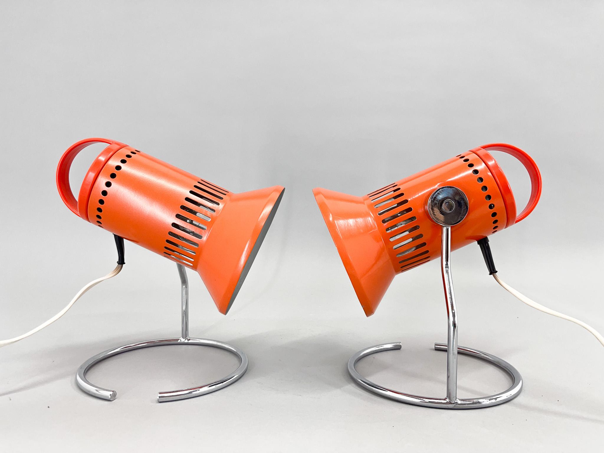 Mid-Century Modern Set of Two Vintage Table Lamps from Chirana, 1970's For Sale