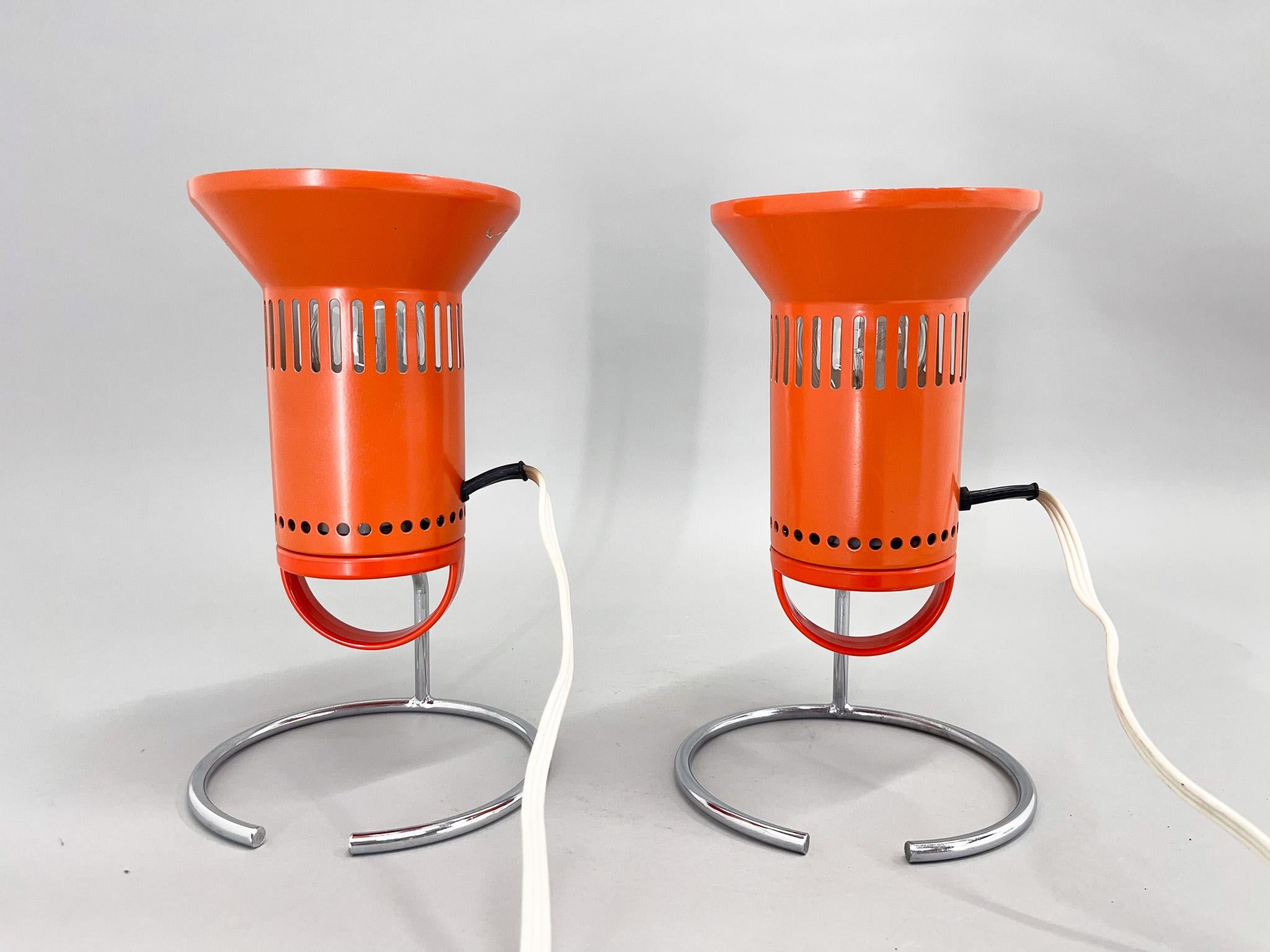 Set of Two Vintage Table Lamps from Chirana, 1970's In Good Condition For Sale In Praha, CZ