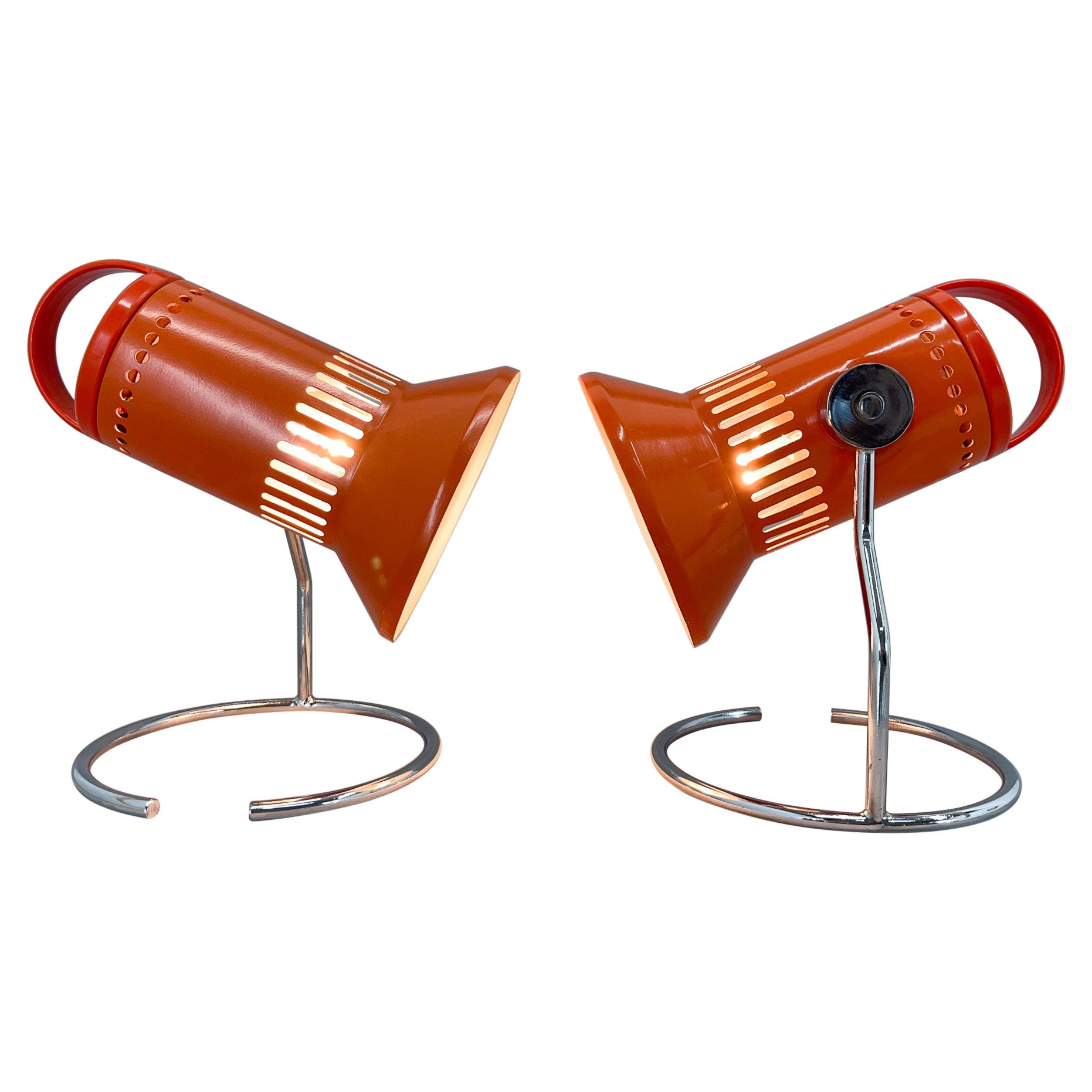Conjunto de dos lámparas de mesa vintage de Chirana, años 70