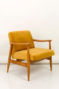 Set of Two Vintage Velvet Mustard Yellow Armchairs, 1960s