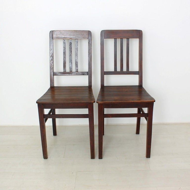 Set of Two Vintage Wooden Chairs, circa 1920 For Sale at 1stDibs