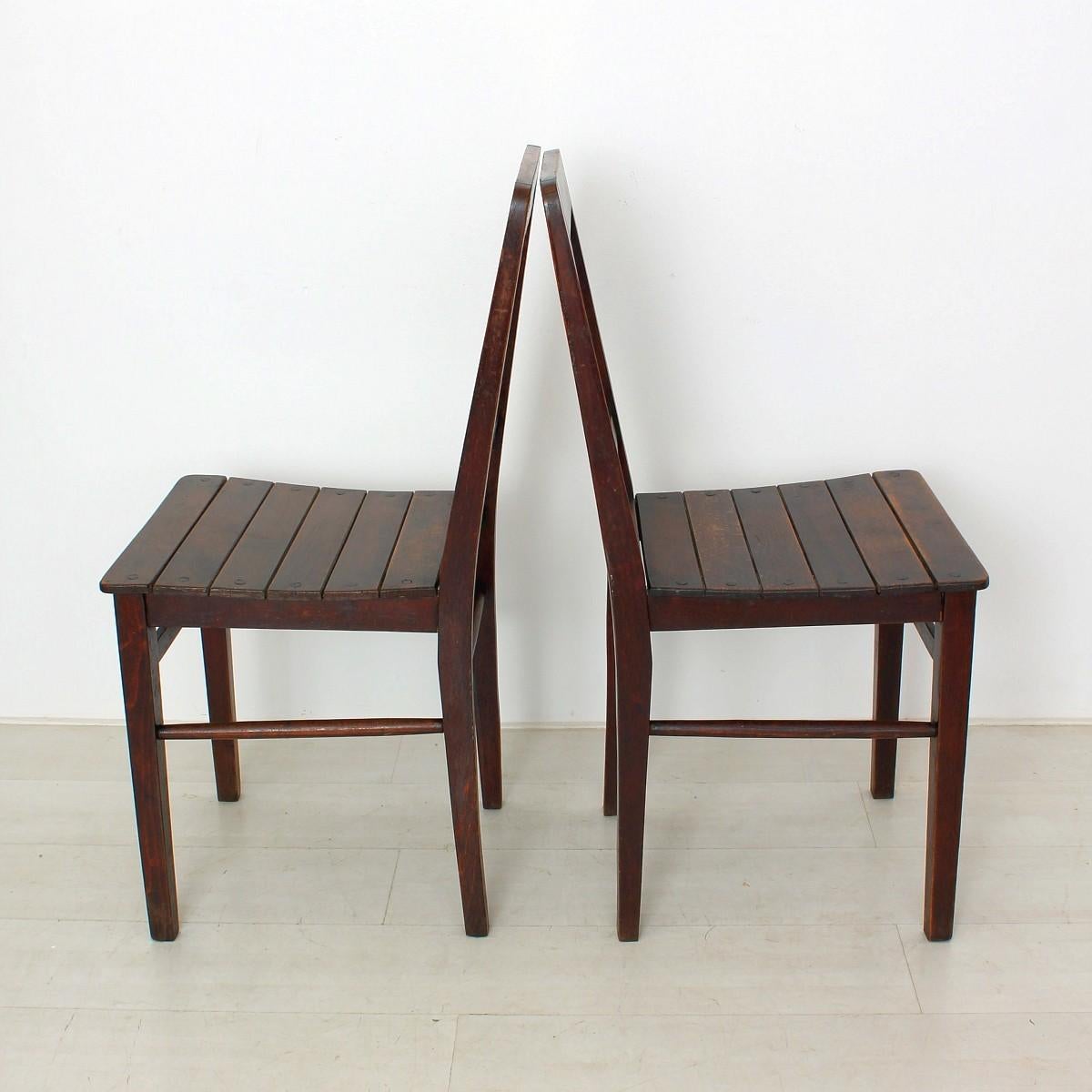 Early 20th Century Set of Two Vintage Wooden Chairs, circa 1920 For Sale