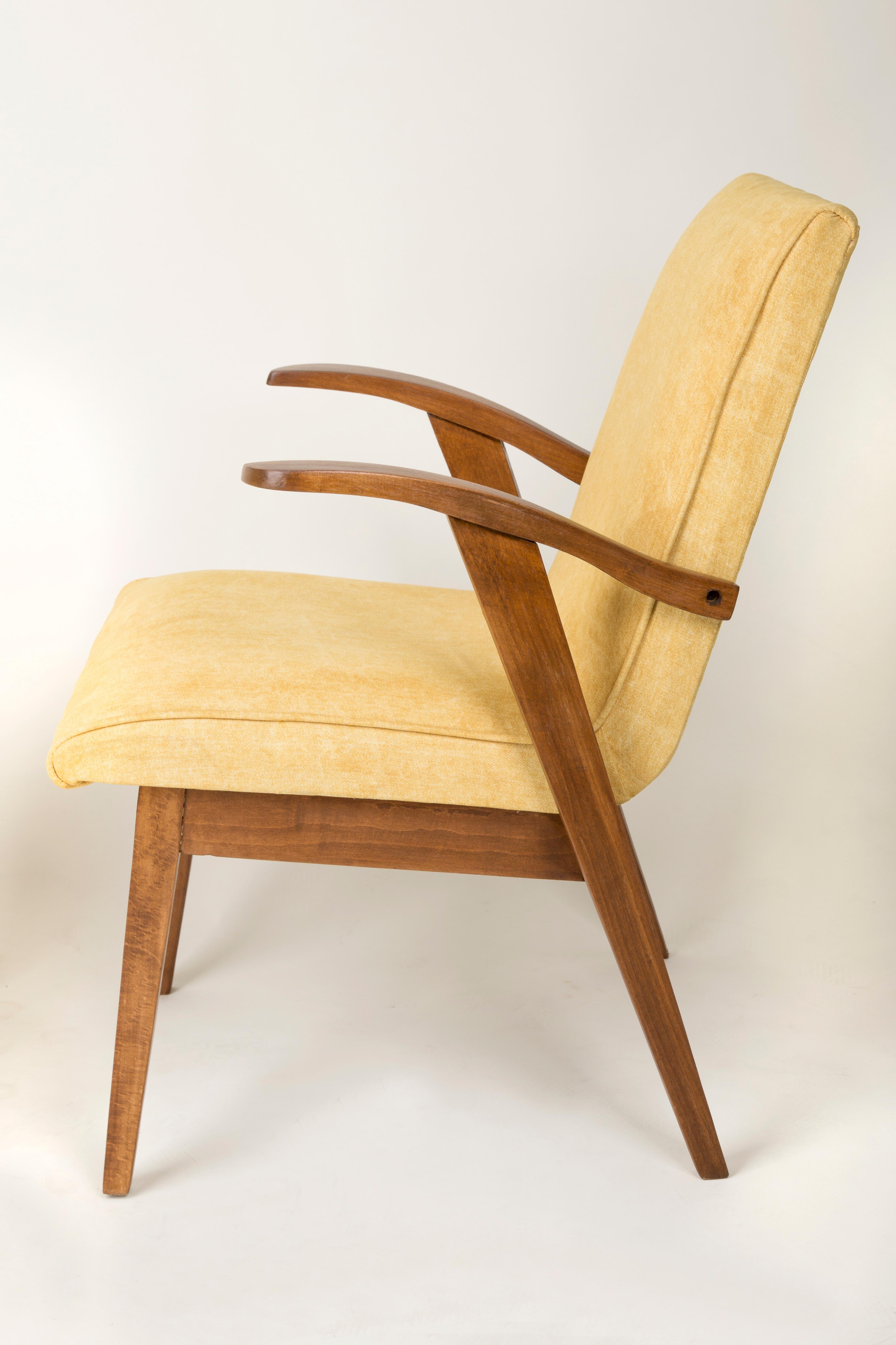 Polish Set of Two Vintage Yellow Chairs, 1960s For Sale