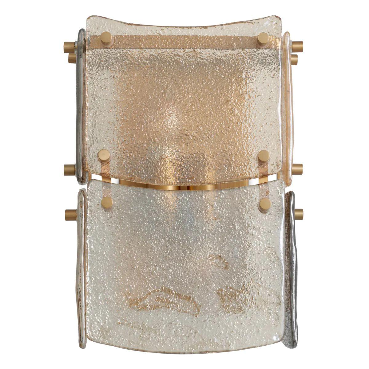 Set aus zwei Wandlampen - Messing und handgefertigtes Glas (Französisch) im Angebot