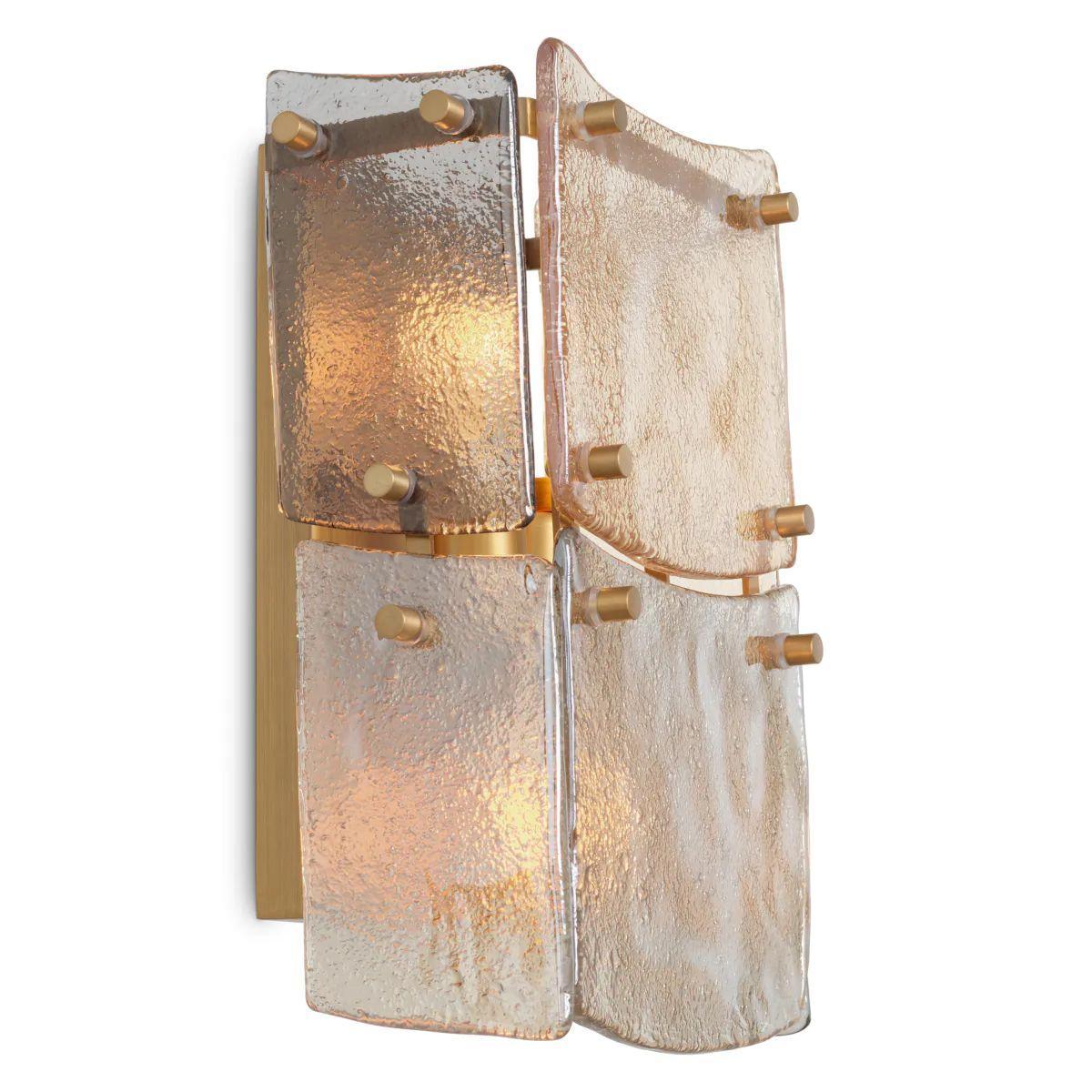 Set aus zwei Wandlampen - Messing und handgefertigtes Glas im Zustand „Gut“ im Angebot in Saint-Ouen, FR