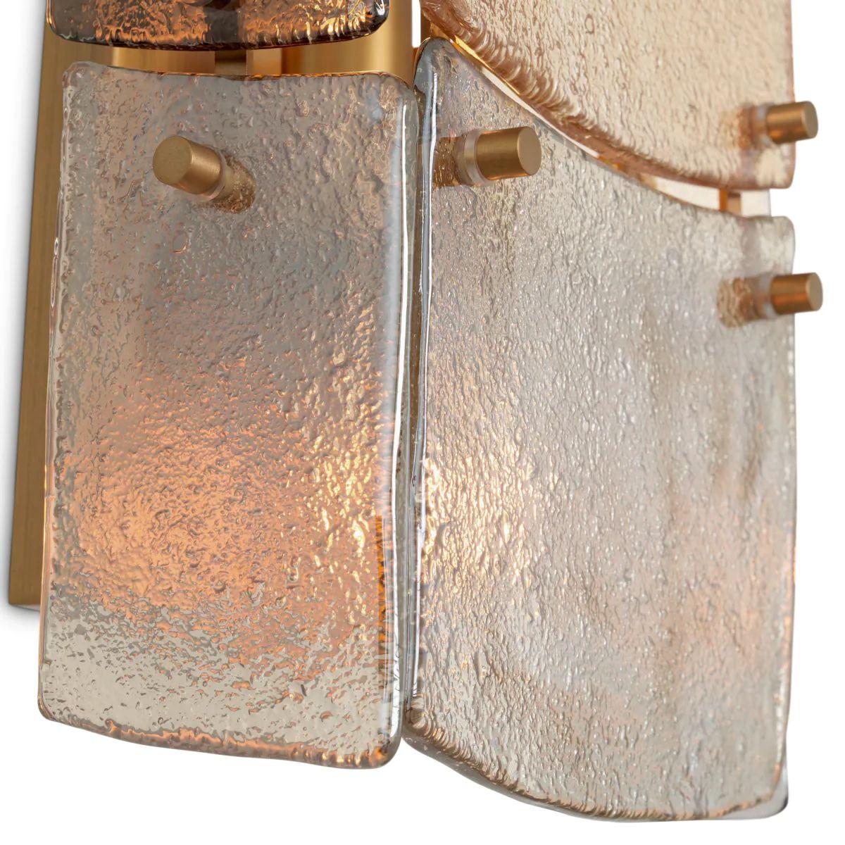 Set aus zwei Wandlampen - Messing und handgefertigtes Glas im Angebot 2