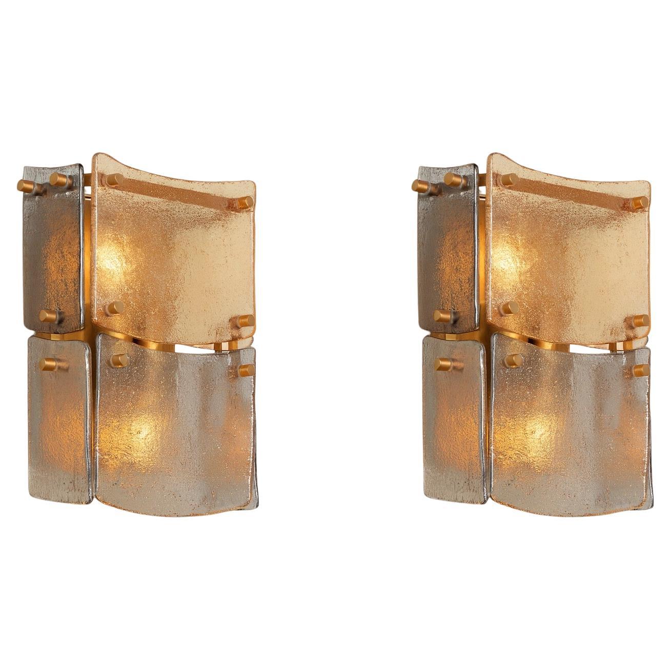 Juego de dos apliques - Acabado en latón y cristal hecho a mano