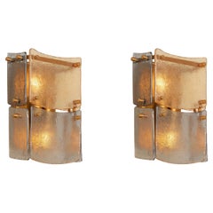 Juego de dos apliques - Acabado en latón y cristal hecho a mano