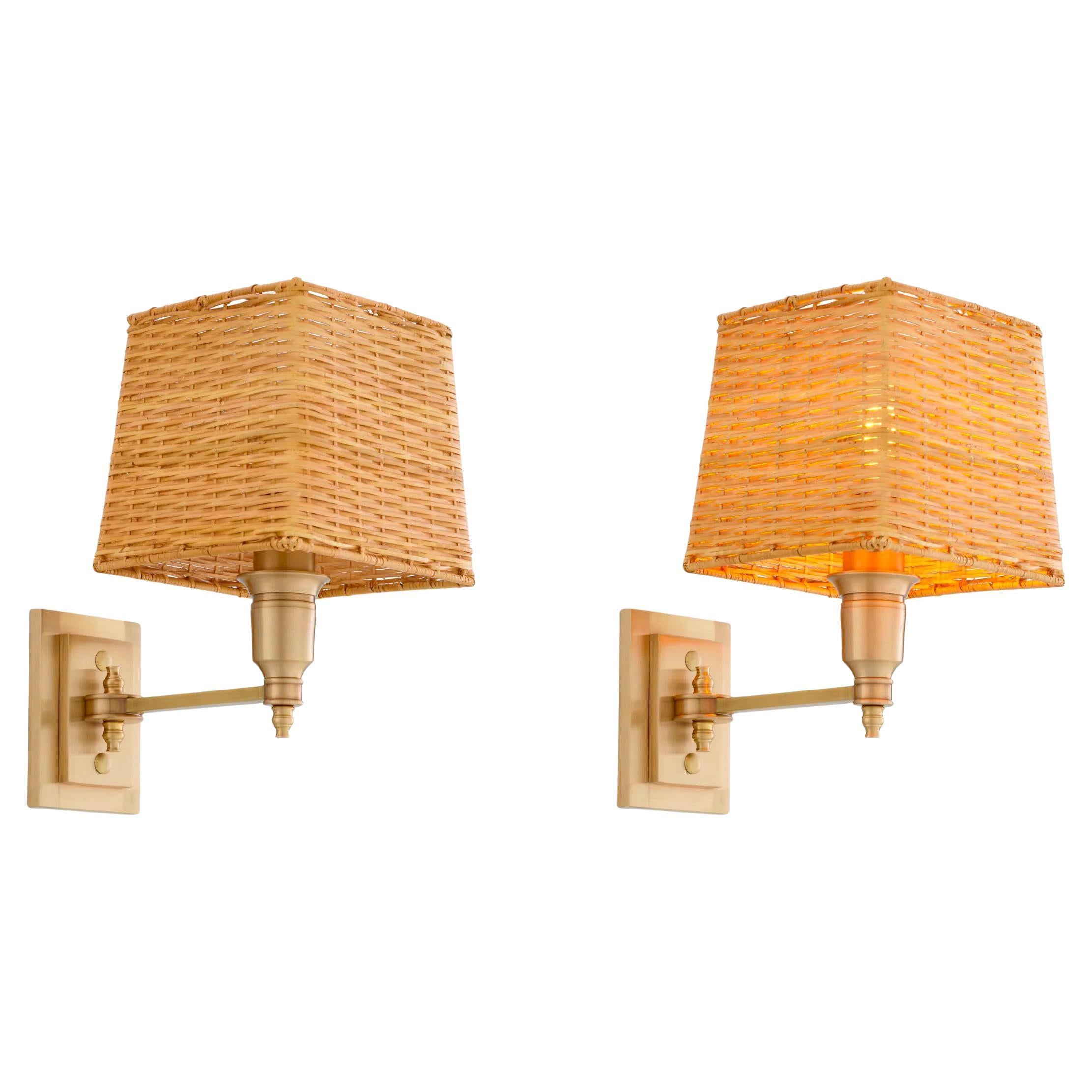 Set of Two Wall Lamp in Brass Finish