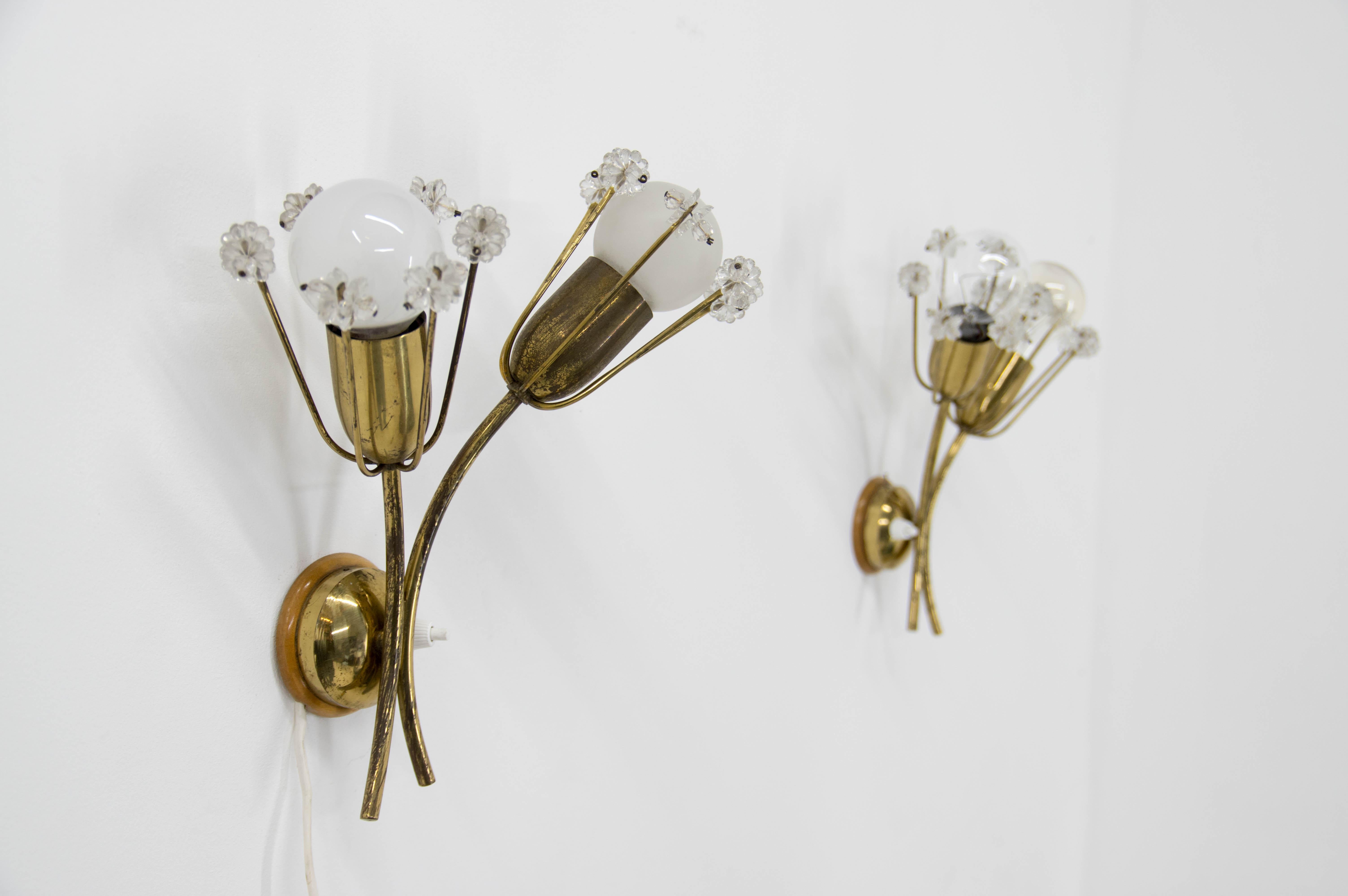 Austrian Set of Two Wall Lamps by Emil Stejnar for Rupert Nikol, 1950s For Sale