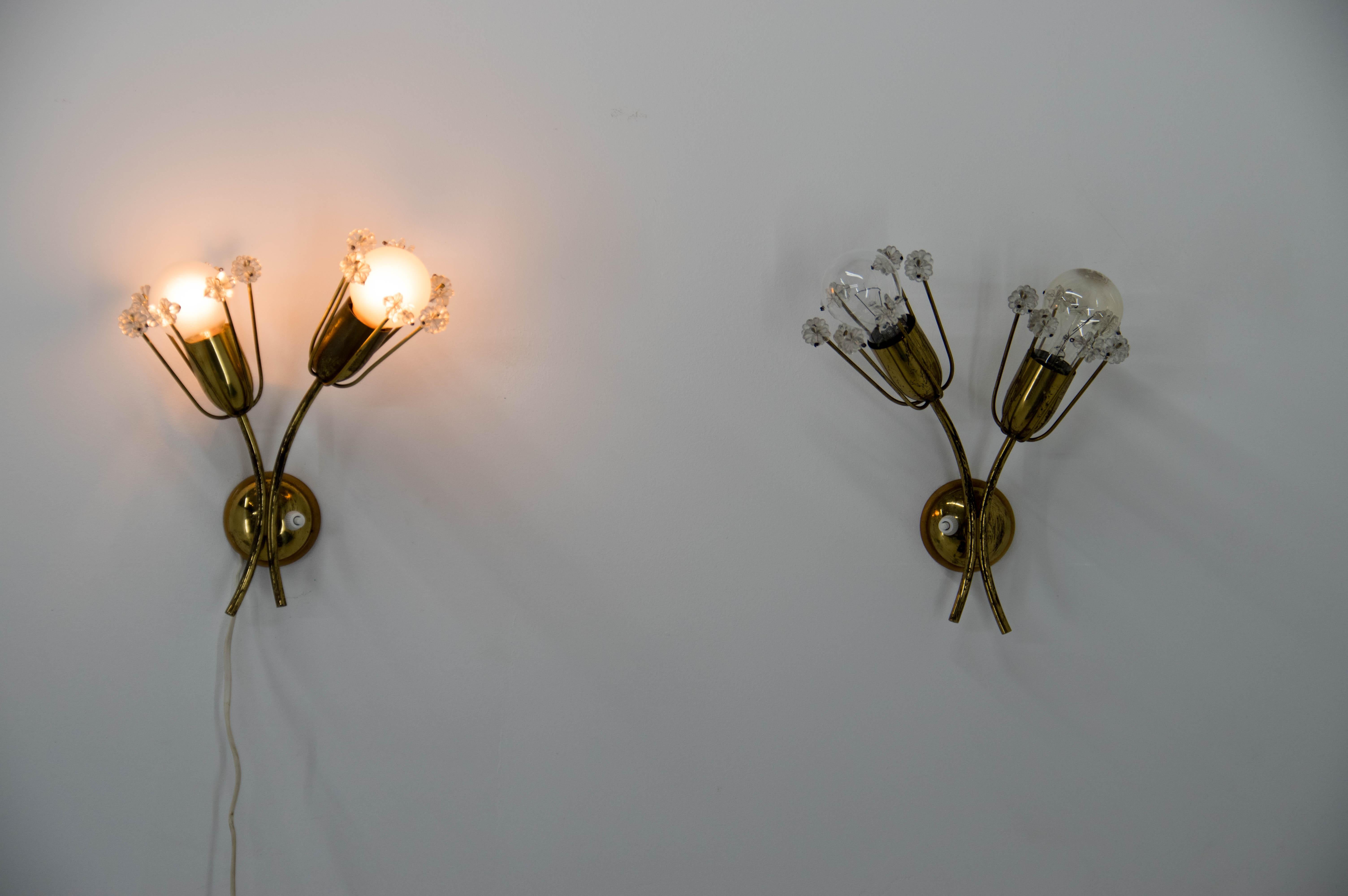 Set of Two Wall Lamps by Emil Stejnar for Rupert Nikol, 1950s In Good Condition For Sale In Praha, CZ