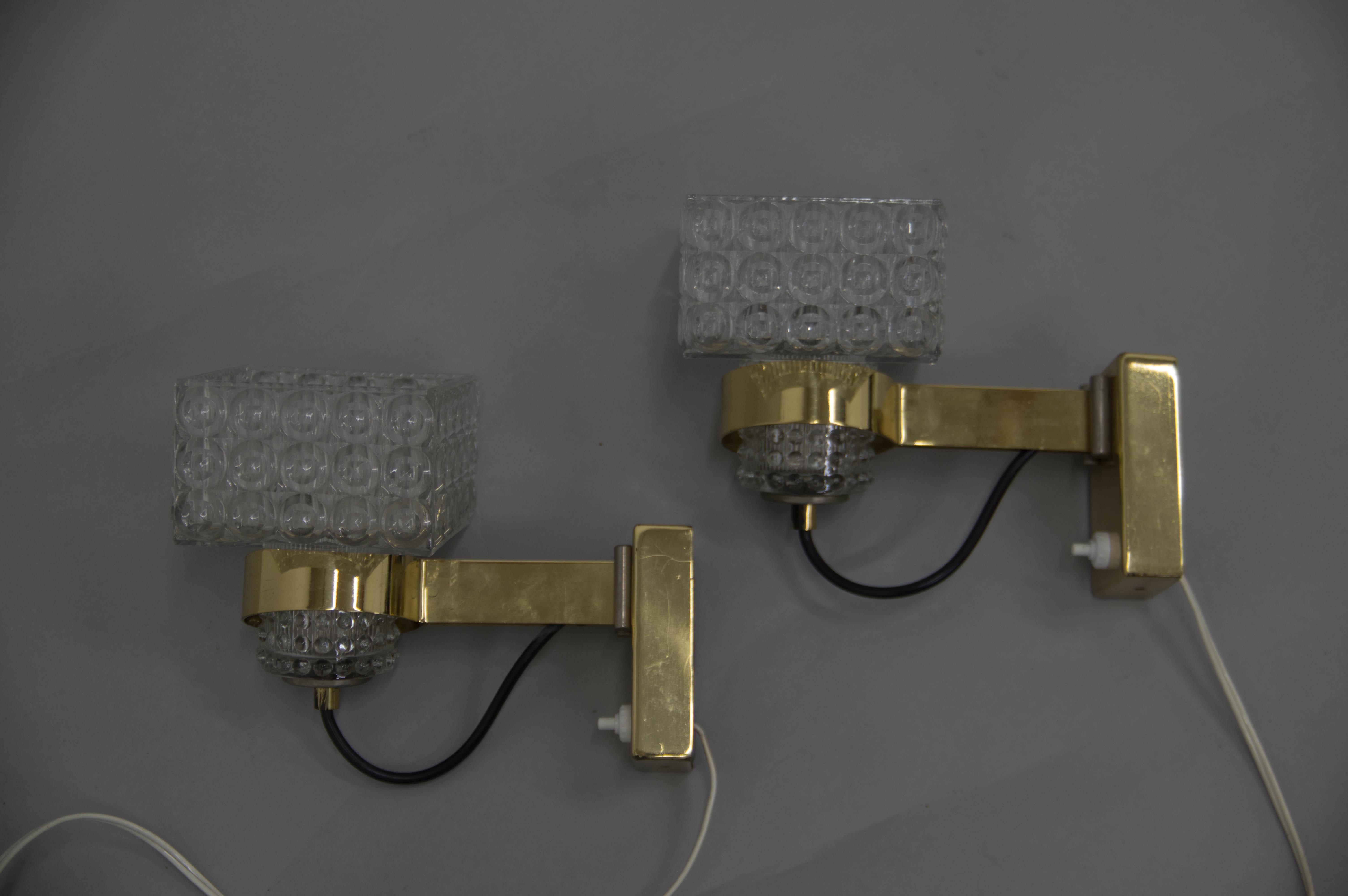 Brass Set of Two Wall Lamps by Lidokov, 1970s For Sale