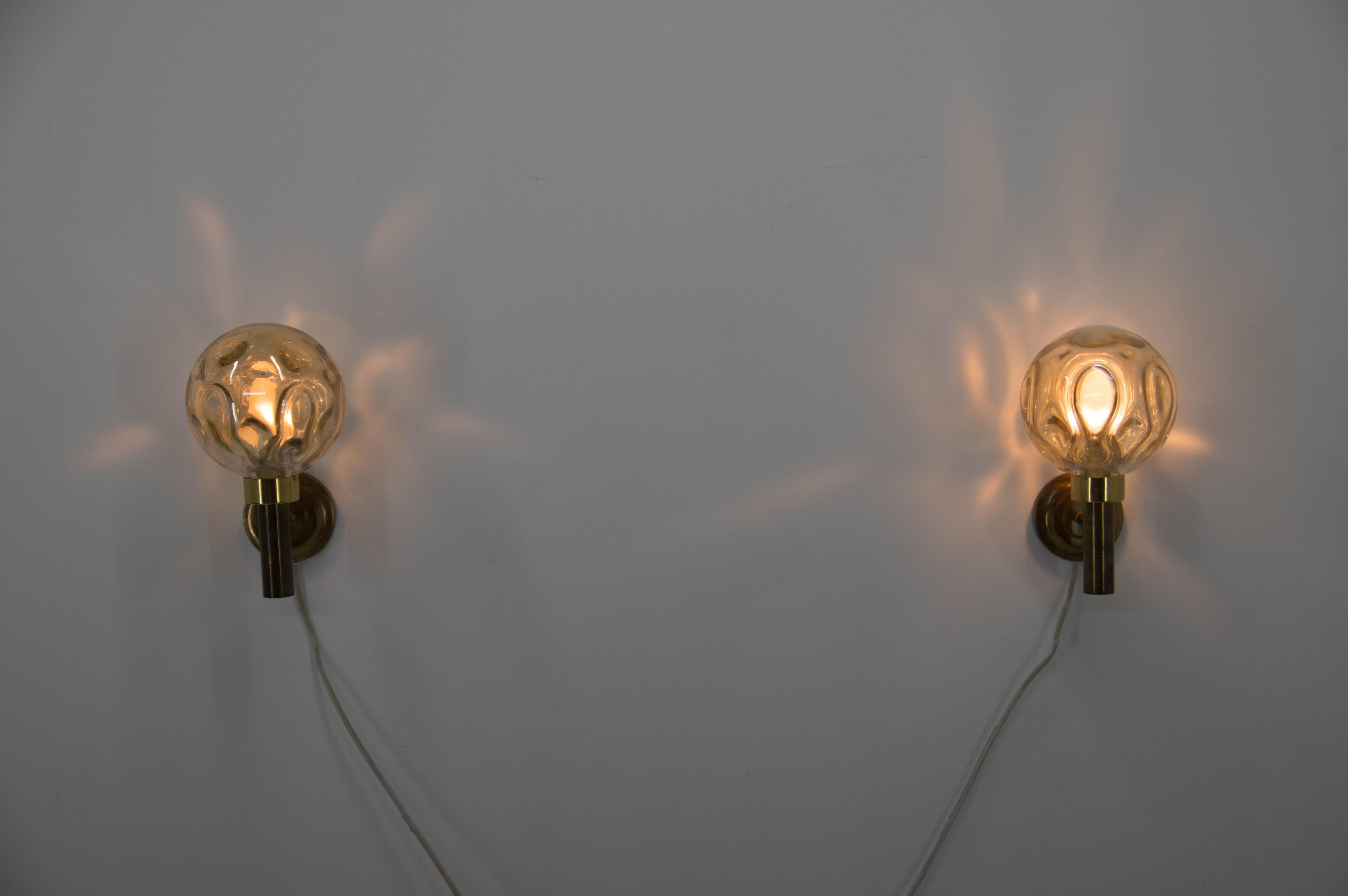 Danish Set of Two Wall Lamps, Denmark, 1970s For Sale