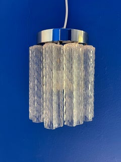 20th Century set of two wall sconces in Murano glass and chromed metal