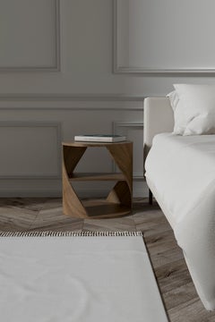 Set of Two MYDNA Side Table, Nightstand in Walnut Wood Finish by Joel Escalona