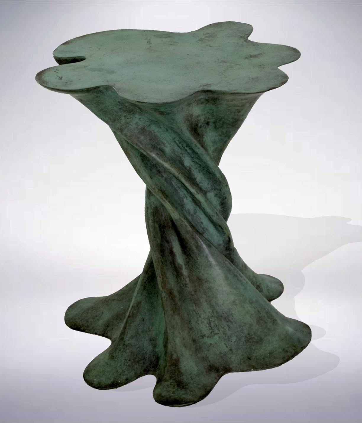 Set of Two Waltz Tables Green Patina Handcrafted in India by Stephanie Odegard In New Condition For Sale In New York, NY