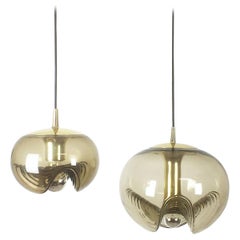 Set of Two "Wave" Hanging Light by Koch & Lowy for Peill & Putzler, Germany