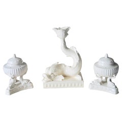 Set of Two Wedgwood Creamware Limted Editions Pastille Burner and Candleholder