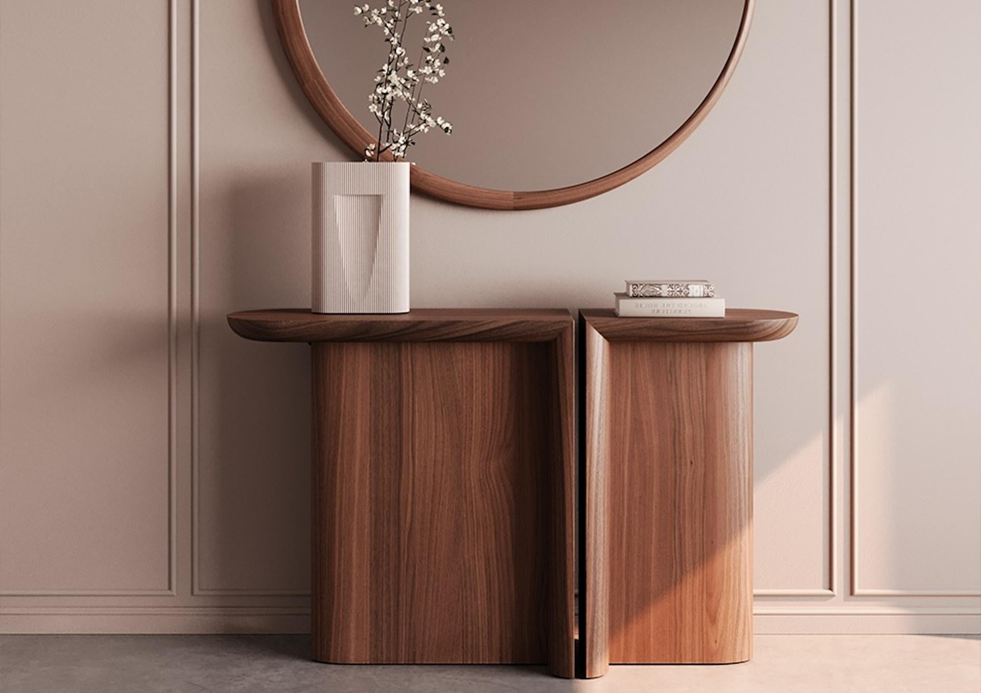 Set of Two  Wewood RE-FORM Walnut Console by ALAIN GILLES In New Condition For Sale In New York, NY