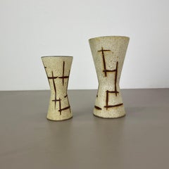 Set von zwei WGP „BAMBOO“ Fat Lava-Vasen aus Keramik von Scheurich, Deutschland, 1970er Jahre