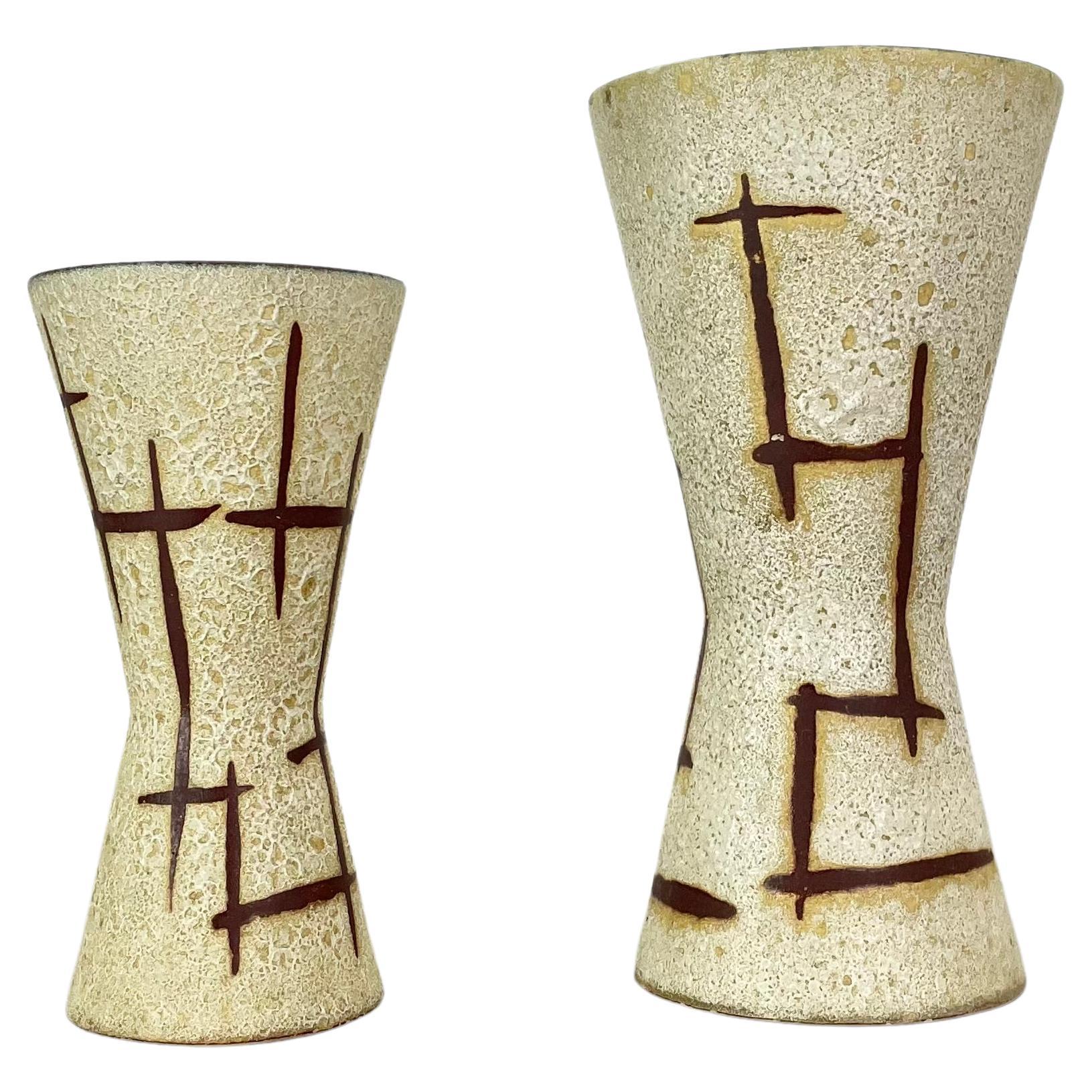 Set von zwei WGP „BAMBOO“ Fat Lava-Vasen aus Keramik von Scheurich, Deutschland, 1970er Jahre