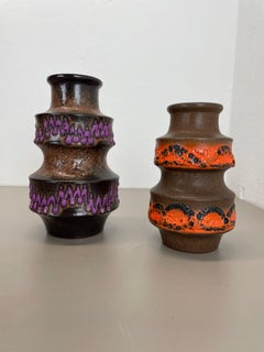 Set von zwei WGP-Keramikvasen „pink orange“ Fat Lava von Scheurich, Deutschland, 1970er Jahre