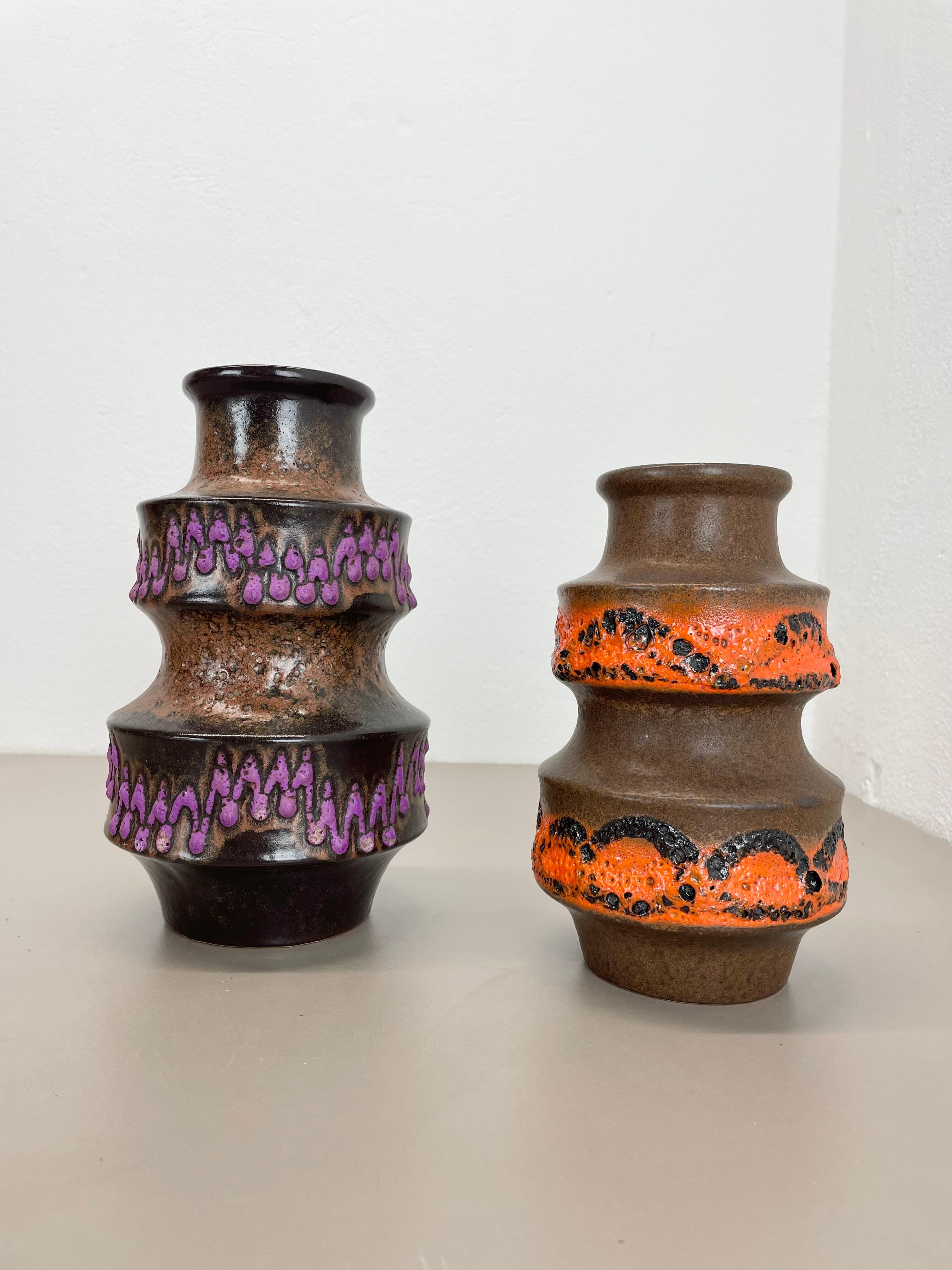 Mid-Century moderno Set di due vasi Fat Lava in ceramica WGP 