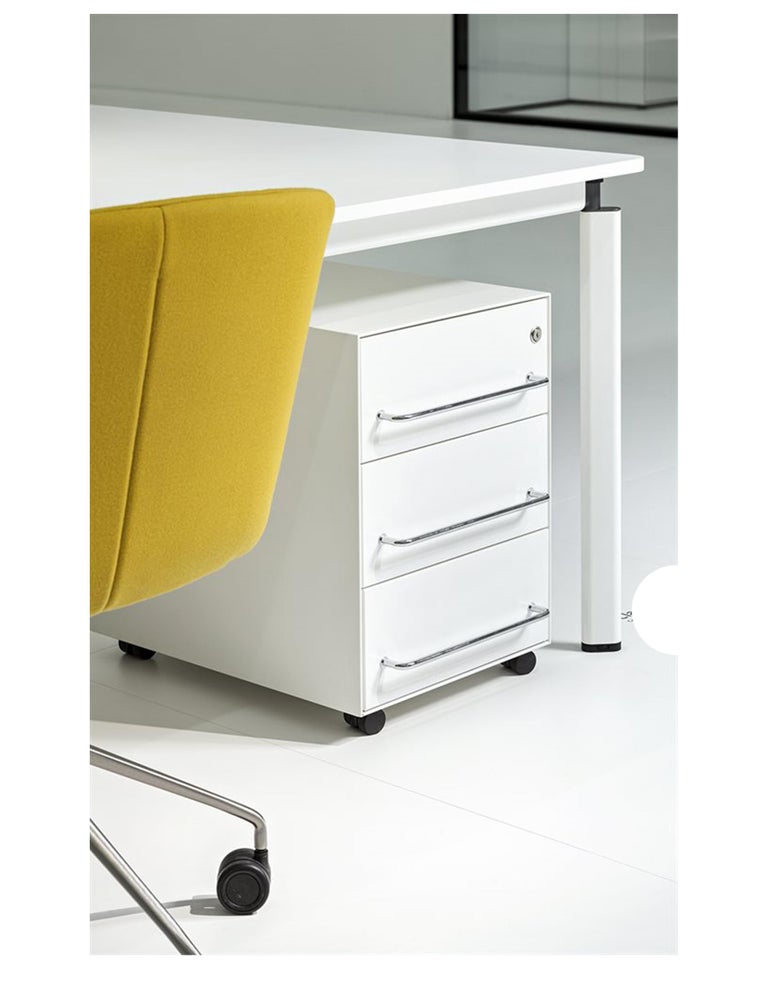 Set Of Two White 3 Drawer Pedestal On Castor For Sale At 1stdibs