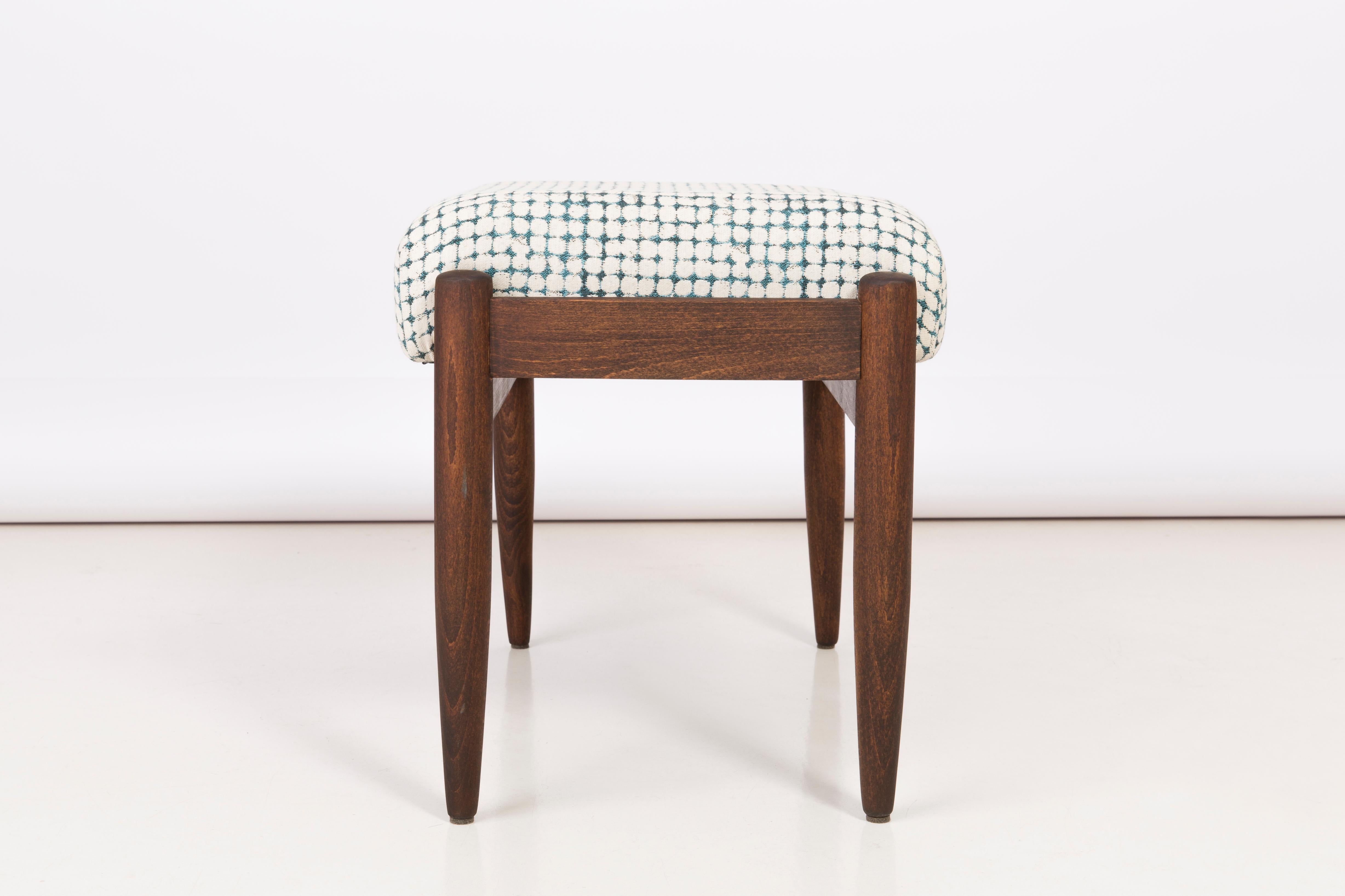 Tissu Ensemble de deux tabourets vintage blanc et aqua, Edmund Homa, 1960 en vente