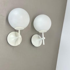 Set of Two white Ball Wall Lights by E. R. NEELE for Temde, Switzerland, 1970s