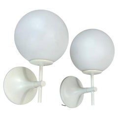 Set of Two white Ball Wall Lights by E. R. NEELE for Temde, Switzerland, 1970s