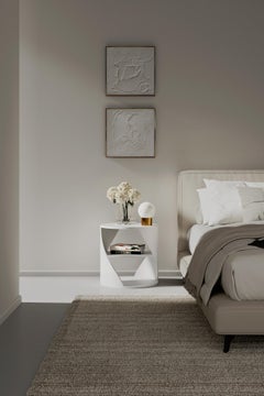 Set of Two MYDNA Side Table, Contemporary Nightstand in White by Joel Escalona
