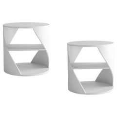 Set of Two MYDNA Side Table, Contemporary Nightstand in White by Joel Escalona