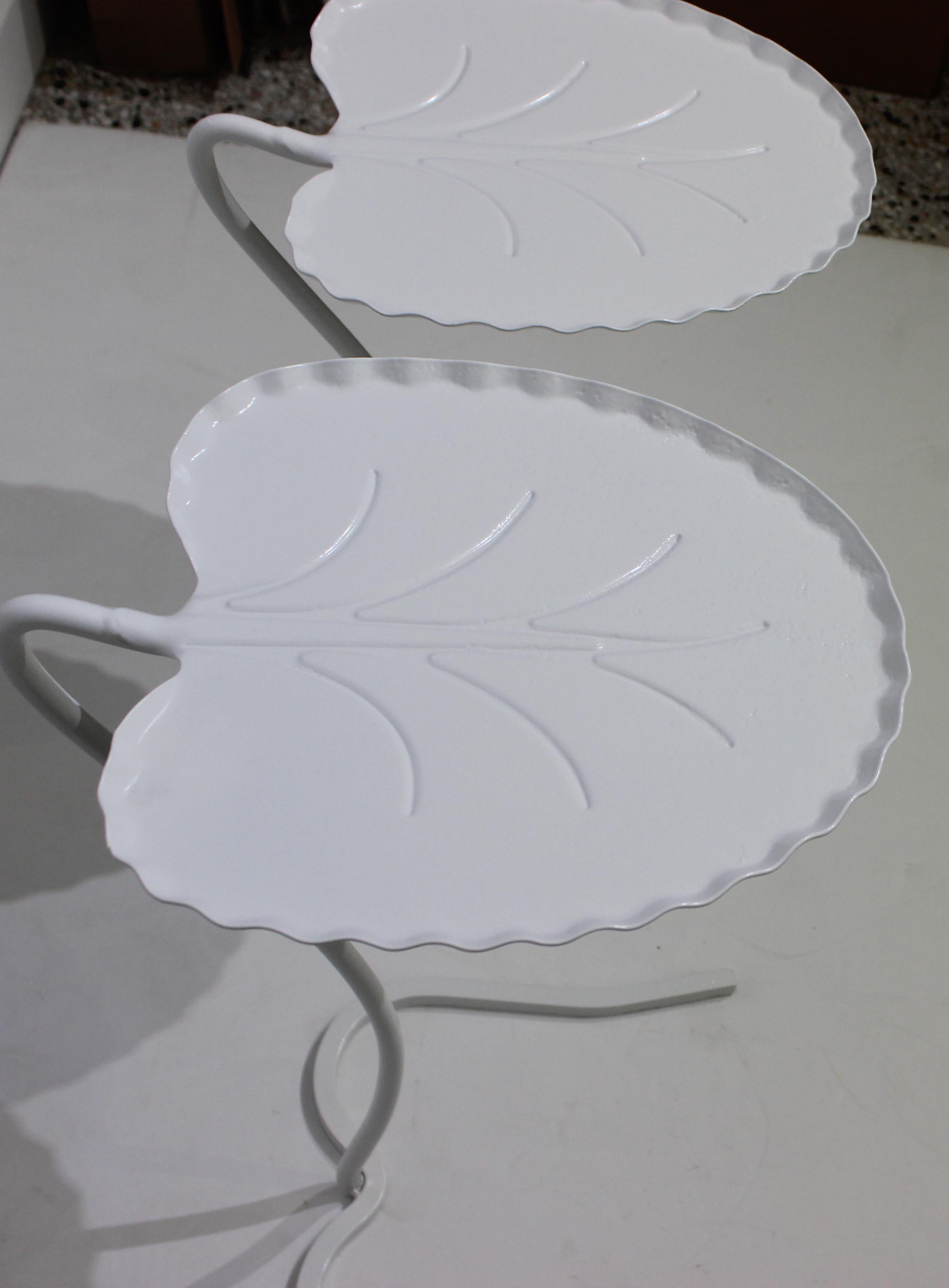  Set of Two White Lily Pad Tables by Salterini Lilypad 4