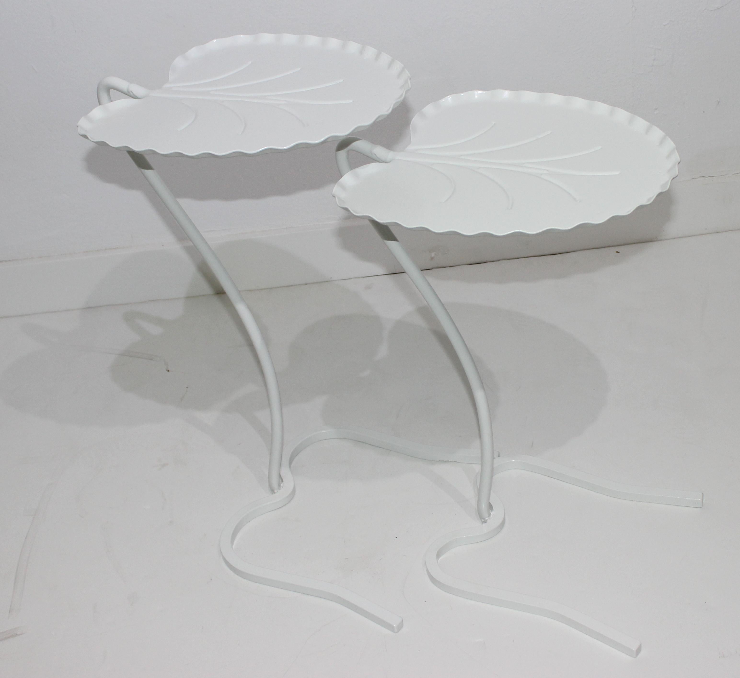 Mid-Century Modern  Set of Two White Lily Pad Tables by Salterini Lilypad