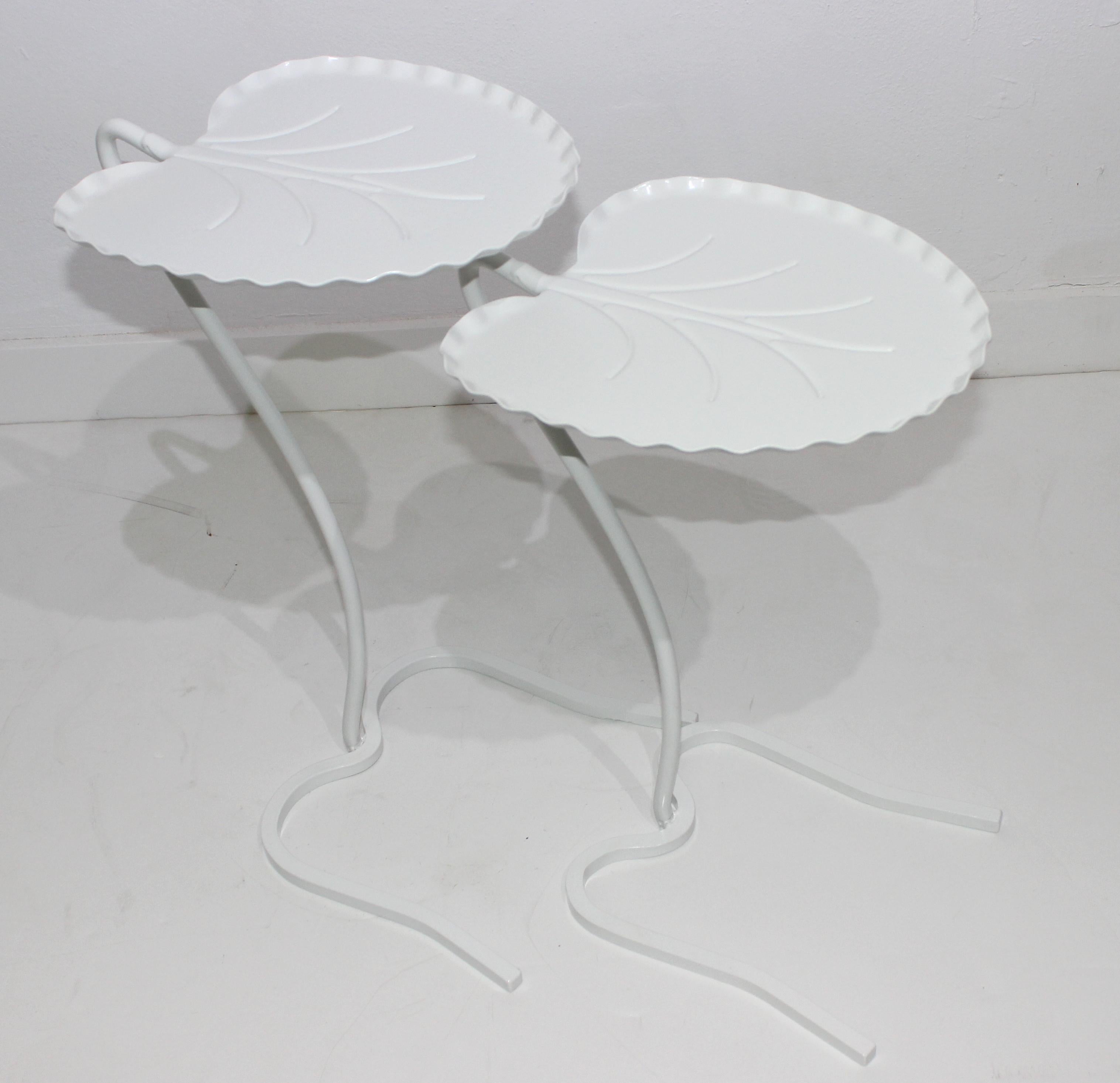 American  Set of Two White Lily Pad Tables by Salterini Lilypad