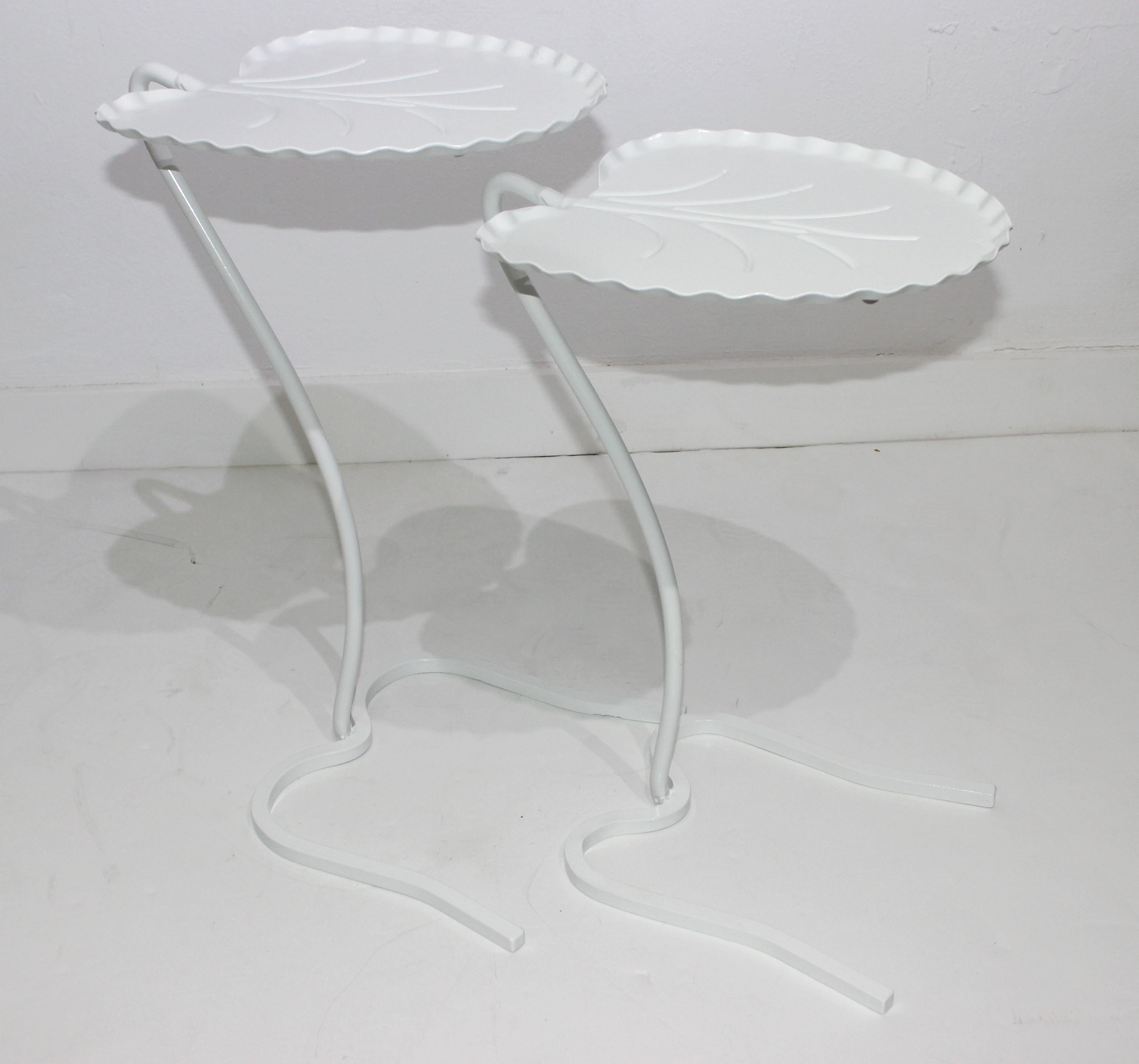 Powder-Coated  Set of Two White Lily Pad Tables by Salterini Lilypad
