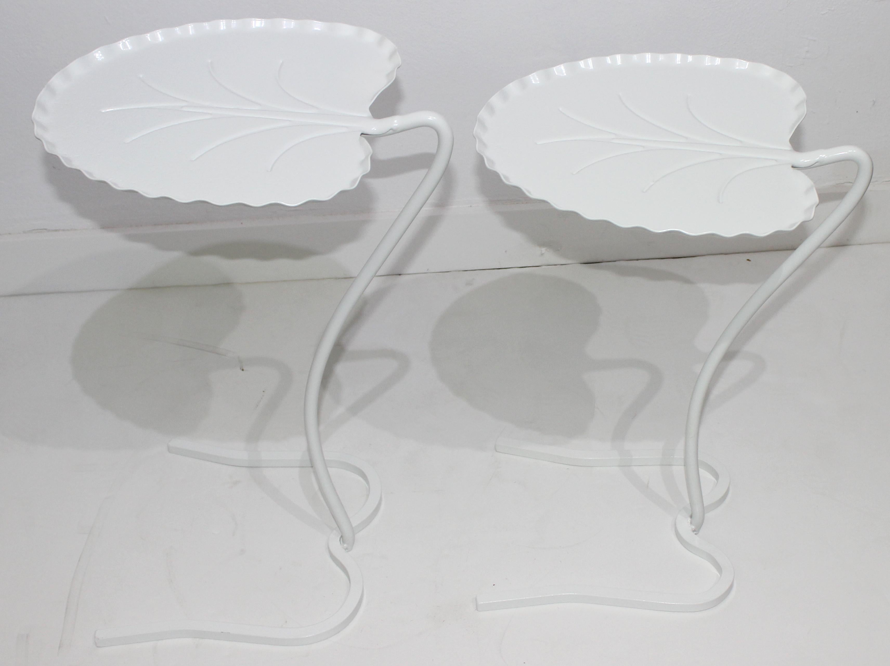  Set of Two White Lily Pad Tables by Salterini Lilypad In Good Condition In West Palm Beach, FL