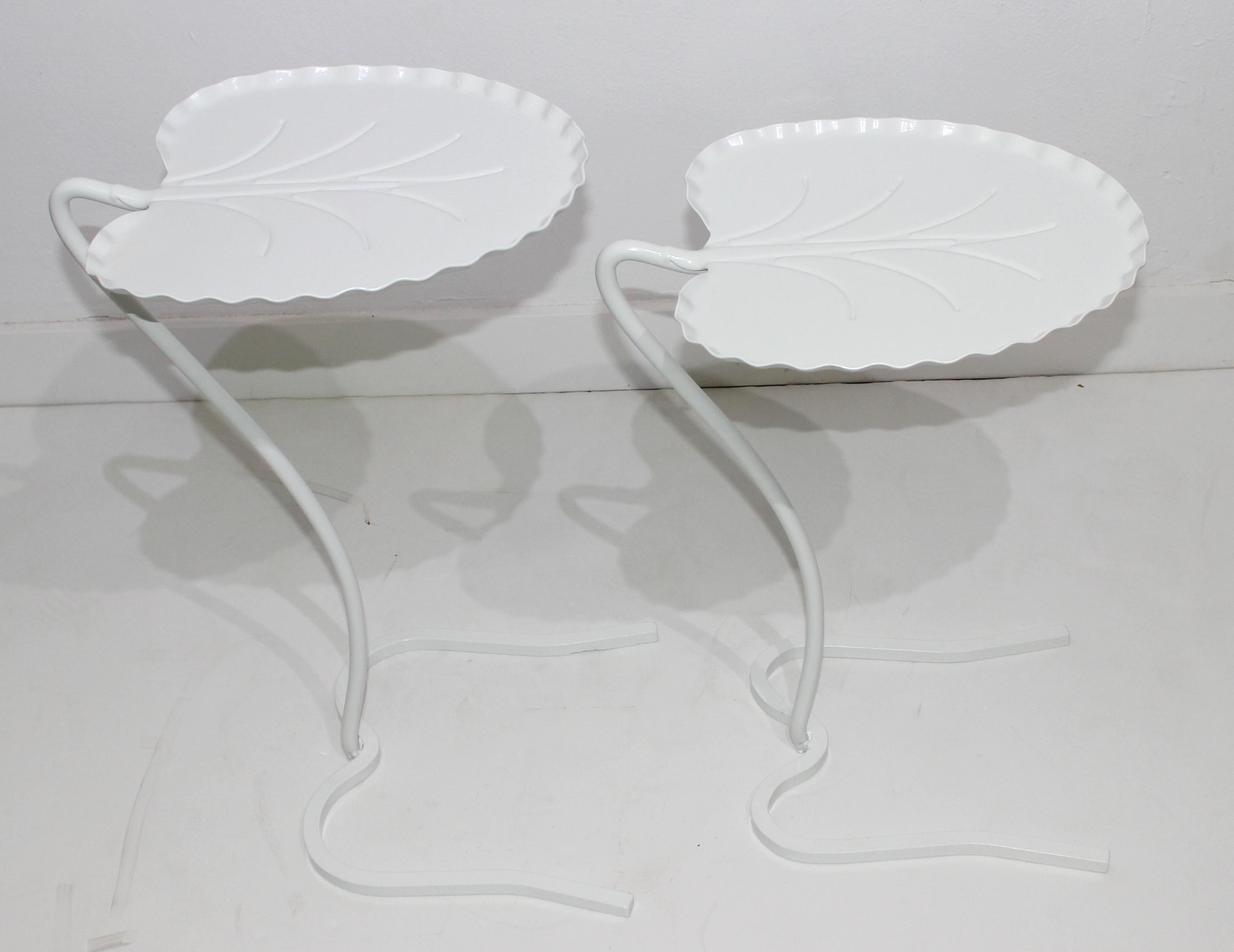 Iron  Set of Two White Lily Pad Tables by Salterini Lilypad