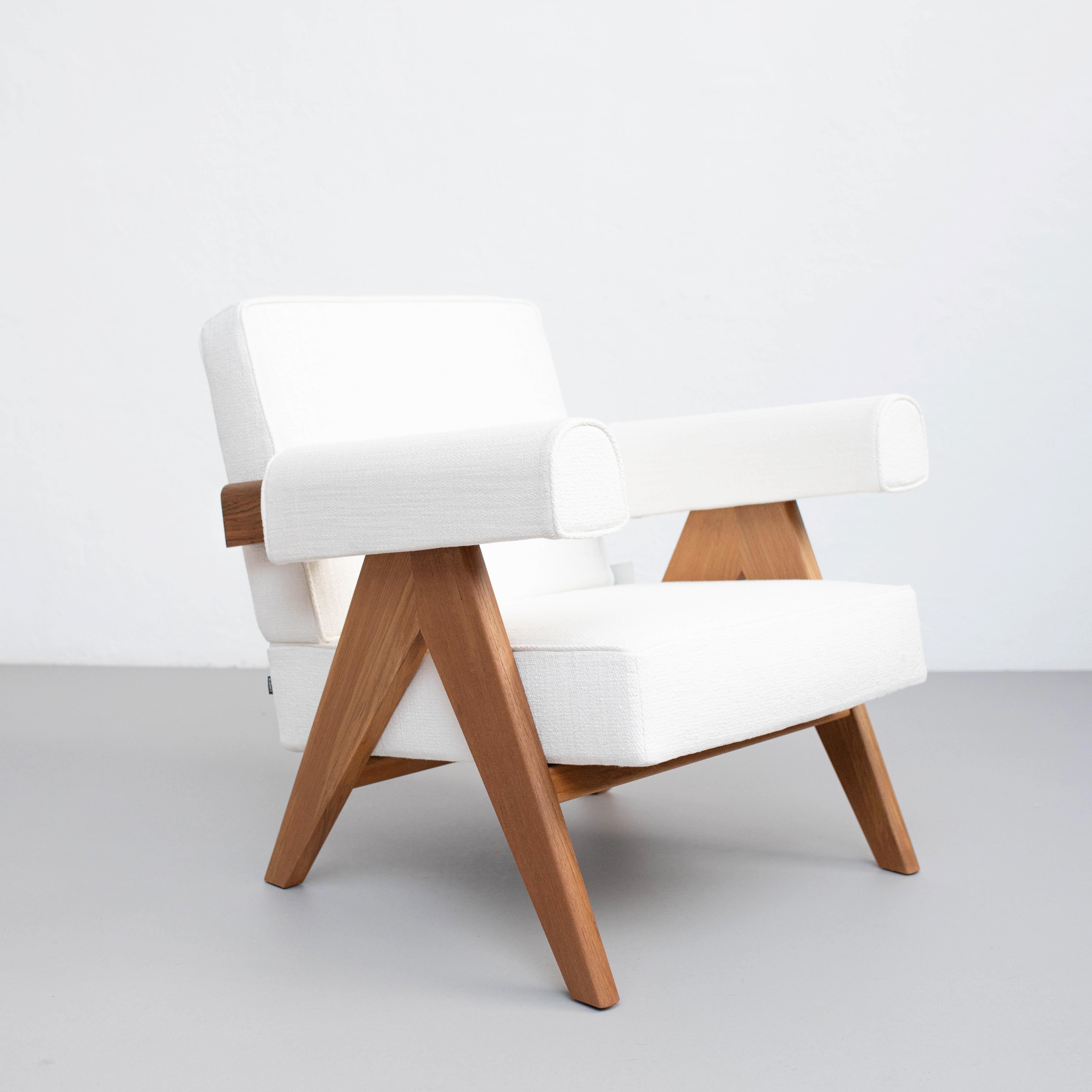 Contemporary Set of Two White Pierre Jeanneret 053 Capitol Complex Armchairs by Cassina For Sale