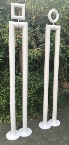 Set of Two White Sculptural Floor Lamps, 1970s