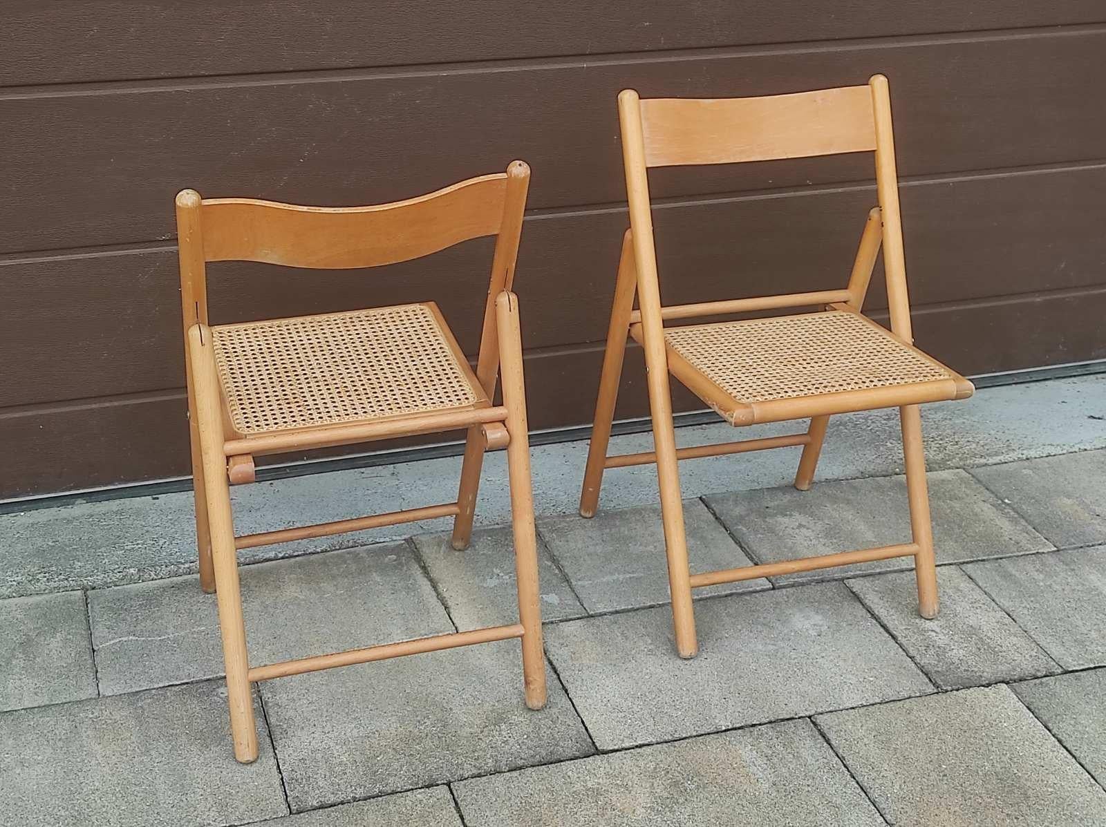 Chaises pliantes en osier Ensemble de deux chaises Italie 1970